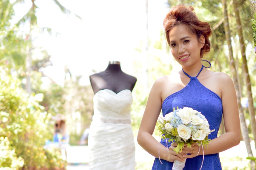 Malou with her wedding gown