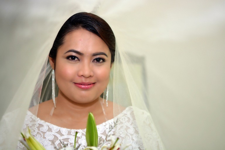 Bride in her wedding gown