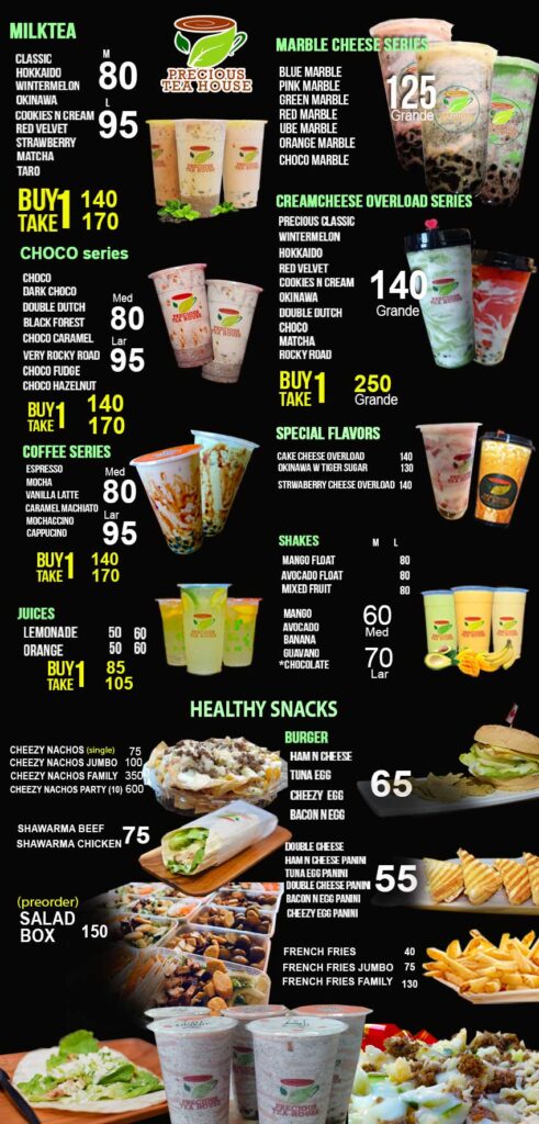 milk tea menu