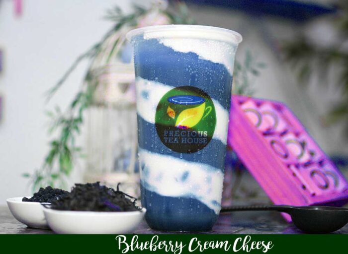 Blueberry milk tea with cream cheese