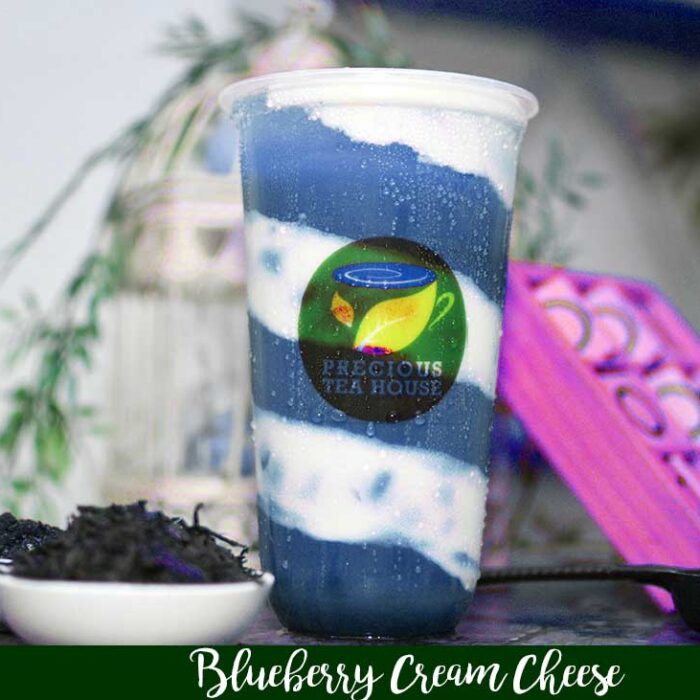 Blueberry milk tea with cream cheese