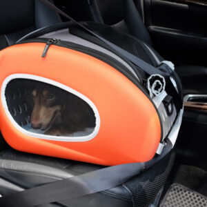 Small to Medium Dog Backpack Carrier with Wheels Shoulder Bag & Car Seat Booster for Pet - Orange