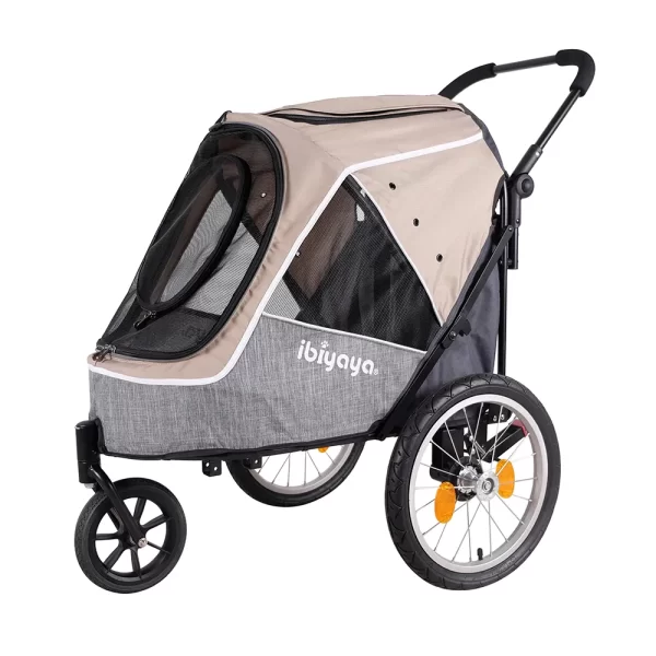 All Terrain Dog Bike Trailer and Stroller Combo, 3 Wheels Foldable Pet Pram – ibiyaya Happy Pet Bicycle Wagon
