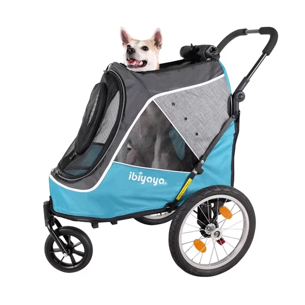 All Terrain Dog Bike Trailer and Stroller Combo, 3 Wheels Foldable Pet Pram – ibiyaya Happy Pet Bicycle Wagon