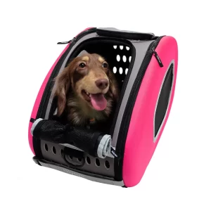 ibiyaya 3-in-1 EVA Pet Carrier with 3 Wheels – Backpack, Shoulder Bag & Rolling Carrier for Small Cats, Dogs & Rabbits