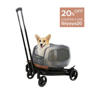 Ibiyaya NeoRider Small Pet Wagon for Dogs Cats Rabbits, Detachable Carrier 4 Wheels Foldable Pet Stroller
