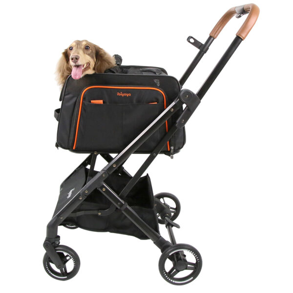 ibiyaya Airline Approved Pet Stroller with Detachable Carrier In-Cabin Under Seat & Folded Frame on Compartment - Image 2