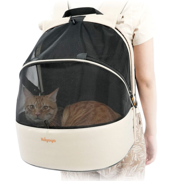 ibiyaya 2-in-1 Panorama Small Pet Travel Backpack Carrier with Wheels for Dog or Cats, Frontpack Airline Approved - Image 2